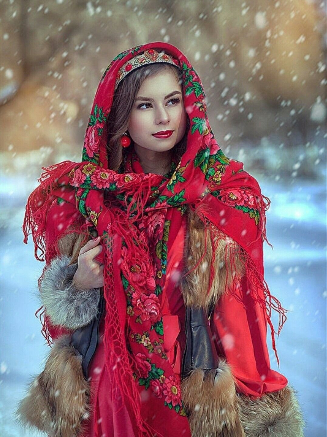 Beautiful girl Women in Slavic costumes in Haicheng